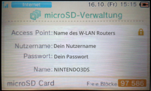 microSD-Verwaltung, Topscreen