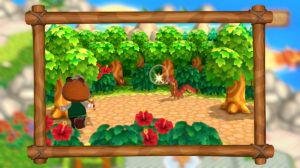 Tom Nook verwendet die Schleuder gegen einen Tausendfüßer.