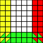 Feng-Shui-Prinzip am Beispiel eines 8x8 großen Raumes