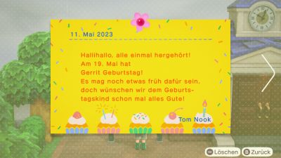 Ankündigung von Gerrits Geburtstag