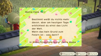 Brief von Mama zum Geburtstag