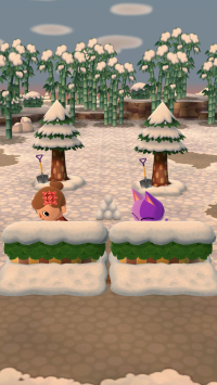 Schneeschlacht mit einem Camper