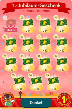 Stempelkarte: 1.-Jubiläum-Geschenk