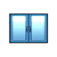 blue double window