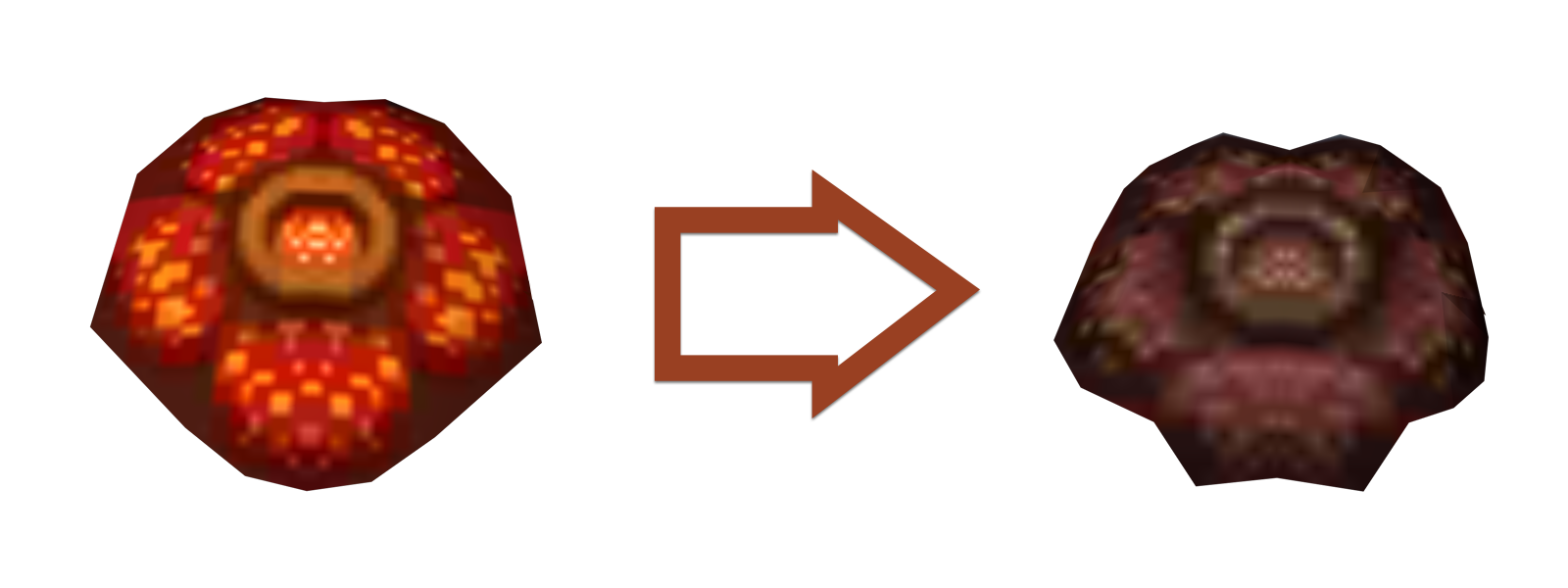Rafflesia normal ⇒ Rafflesia verwelkt