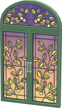 Grün-Glaspflanzenfenster (Abend)