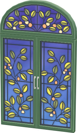 Grün-Glaspflanzenfenster (Nacht)